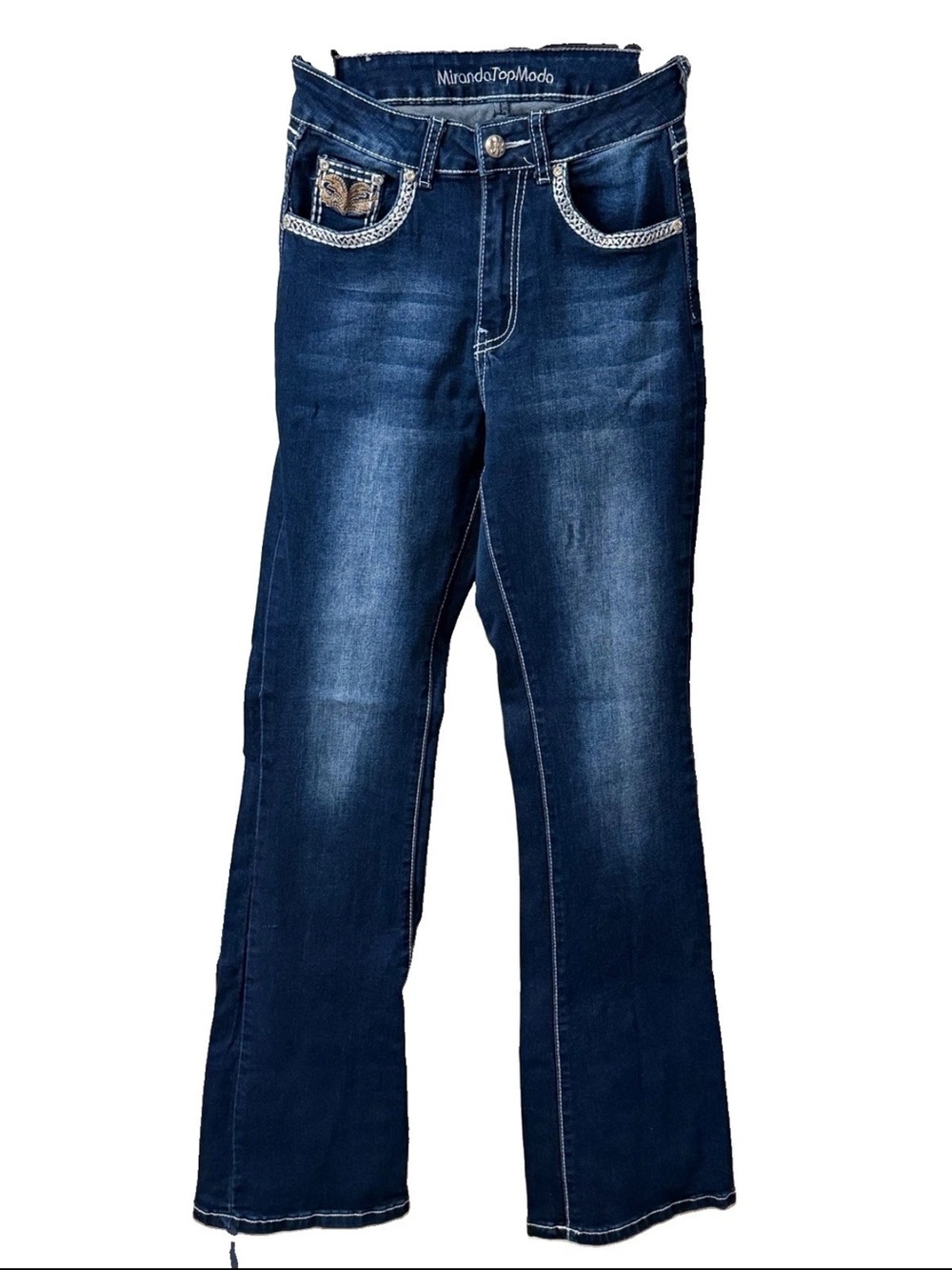 Miranda Top Moda Embellished Boot Cut Jeans, Sz 0